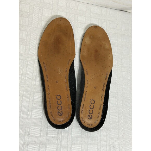 ECCO Black Leather Shoe Bicycle Toe Comfort Casual Shock Point Size 43/ US 9-9.5